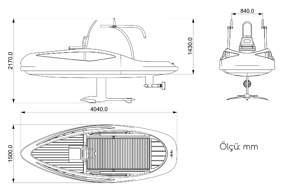 Technical drawing of Aquarion with dimensions