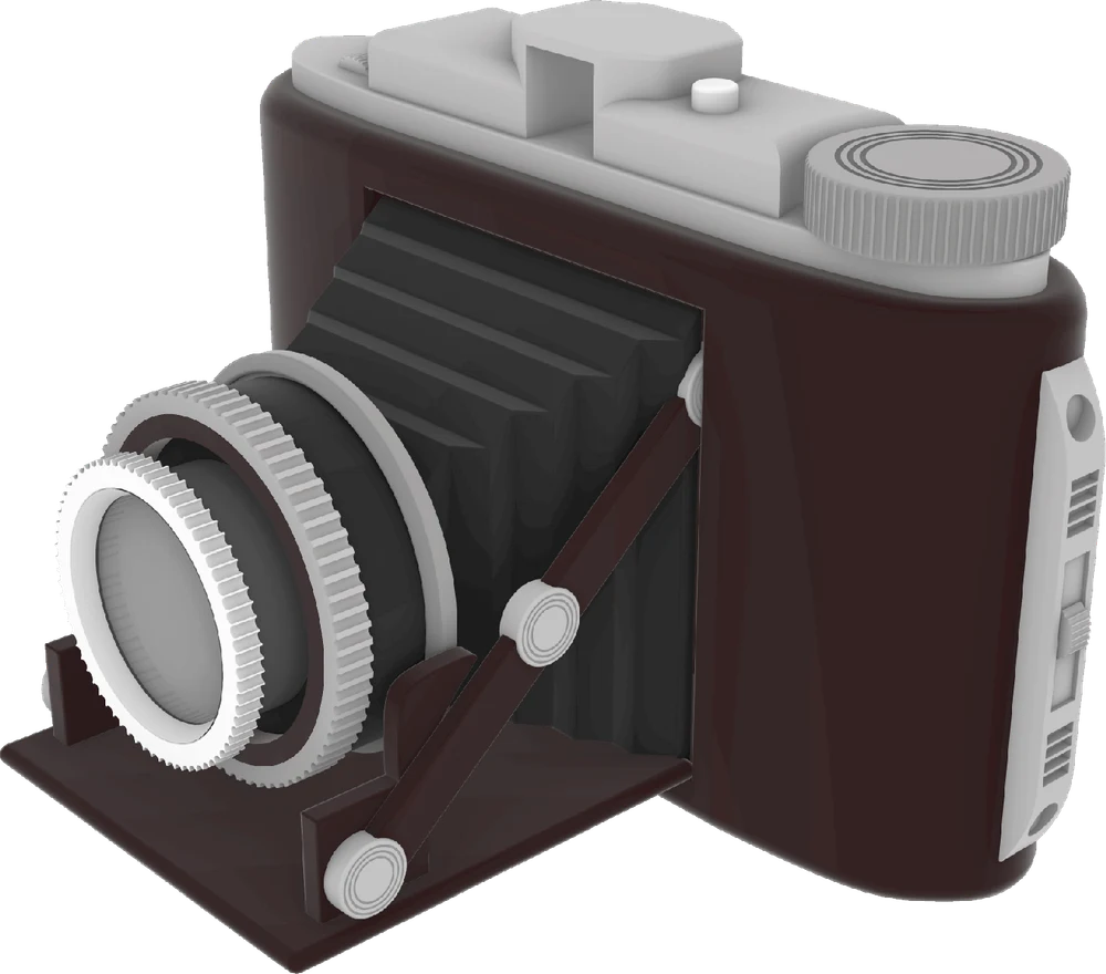 3D model of a vintage bellows camera