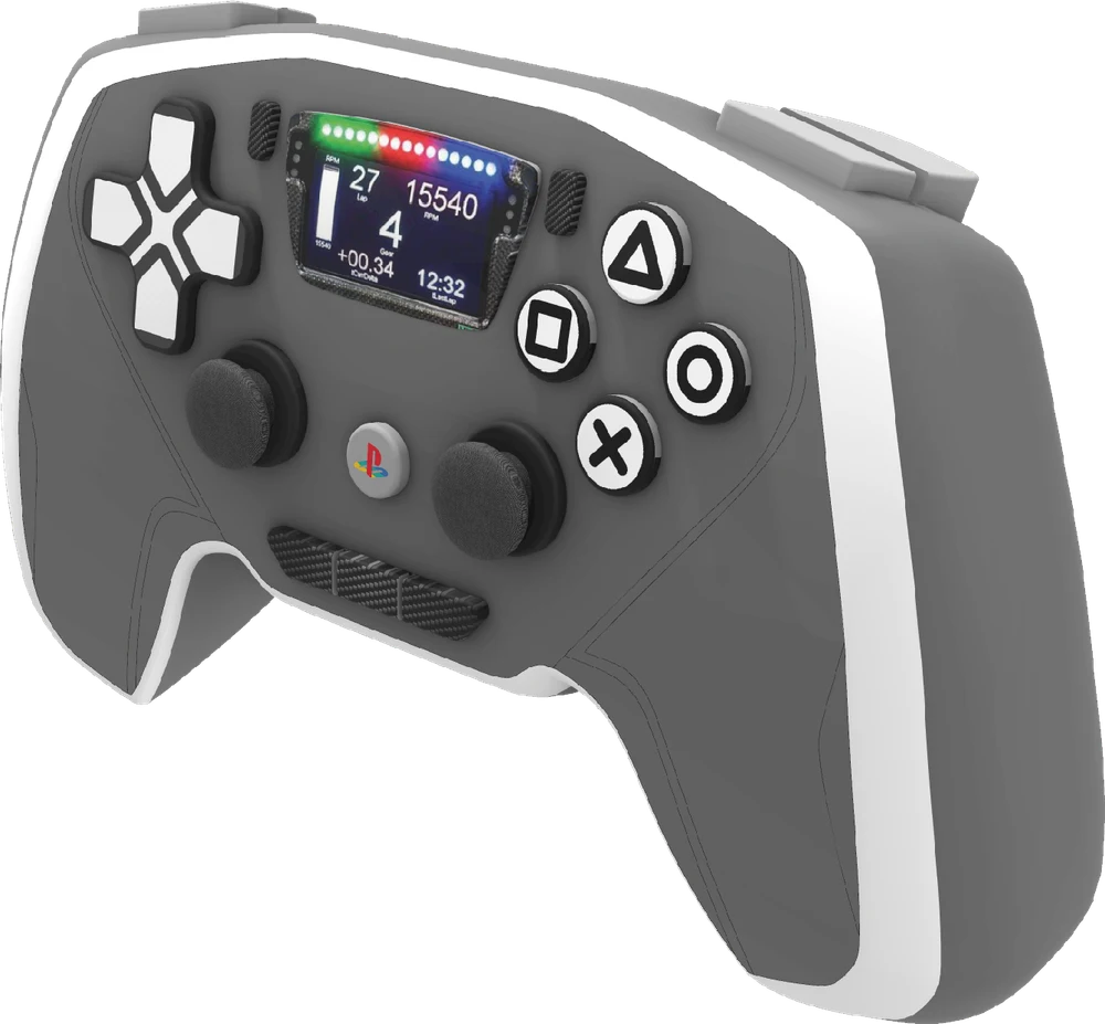 3D model of a game console controller with a display