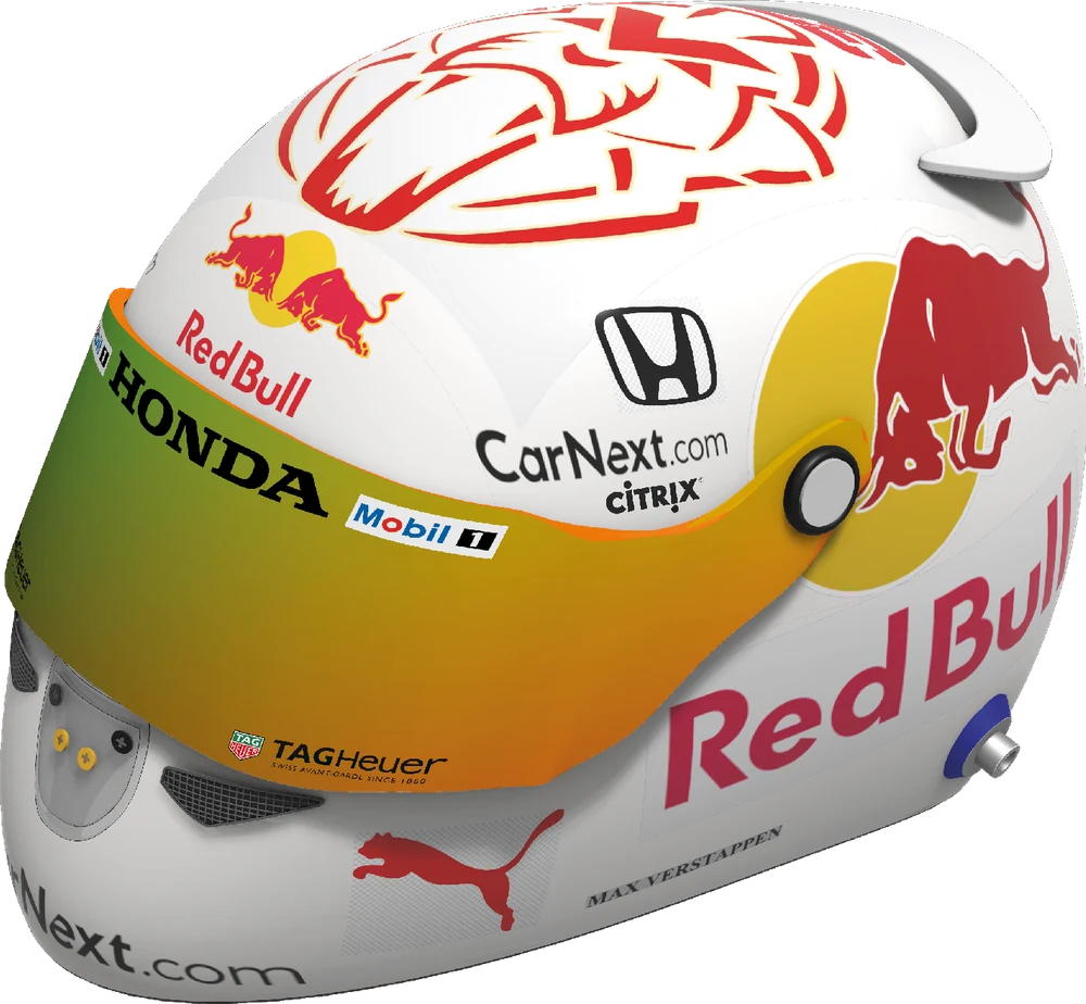 3D model of a Max Verstappen racing helmet